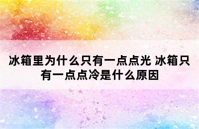 冰箱里为什么只有一点点光 冰箱只有一点点冷是什么原因